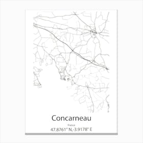 Concarneau,France Minimalist Map Canvas Print