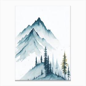 Mountain And Forest In Minimalist Watercolor Vertical Composition 257 Canvas Print