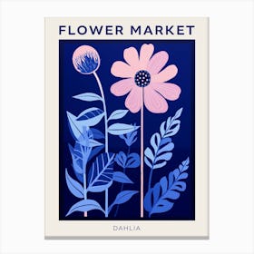 Blue Flower Market Poster Dahlia 3 Canvas Print