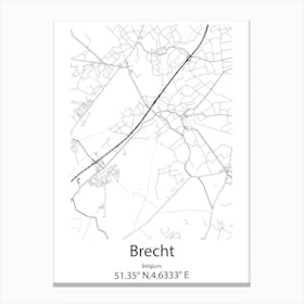 Brecht,Belgium Minimalist Map Canvas Print