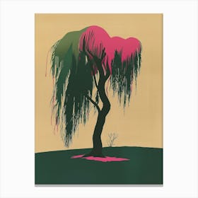 Willow Tree Colourful Illustration 3 Canvas Print