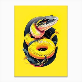 Yellow Rat Snake Tattoo Style Canvas Print