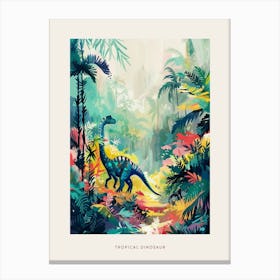 Dinosaur In The Tropical Landscape Painting 2 Poster Canvas Print