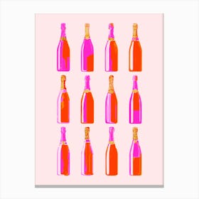 Pink Champagne Bottles Canvas Print