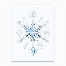Symmetry, Snowflakes, Minimalist Watercolour 1 Canvas Print