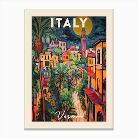 Verona Italy 4 Fauvist Painting Travel Poster Canvas Print