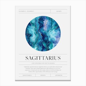 Sagittarius Zodiac Sign, Azurite Birthstone Crystal Gem Canvas Print