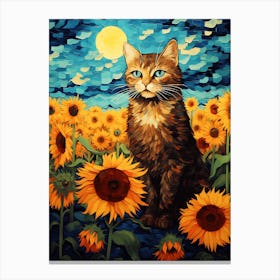 Sunflower Cat Canvas Print