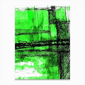 Abstract Green Drawing Art Canvas Print