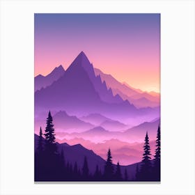 Misty Mountains Vertical Composition In Purple Tone 51 Canvas Print