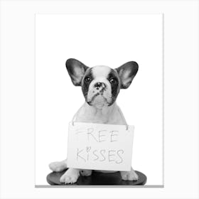 Funny Sayings Dog Free Kisses Canvas Print