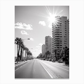 Tel Aviv, Israel, Mediterranean Black And White Photography Analogue 1 Canvas Print