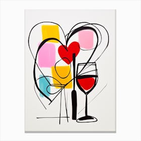 Heart Wine Pastel Doodle Canvas Print