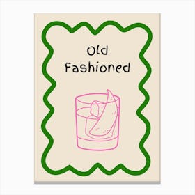 Old Fashioned Doodle Poster Green & Pink Canvas Print