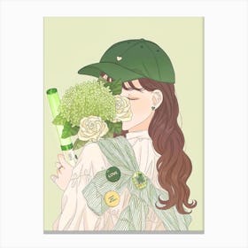 Girl With Flowers Canvas Print