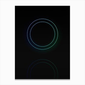 Neon Blue and Green Abstract Geometric Glyph on Black n.0040 Canvas Print