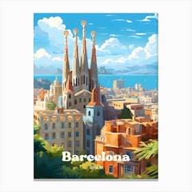 Barcelona Spain Cityscape Travel Art Canvas Print