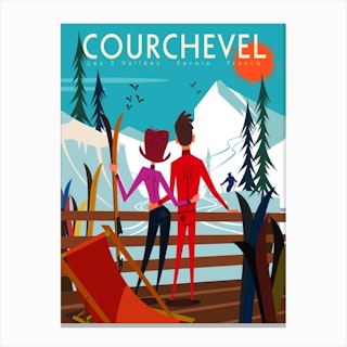 Couchevel Ski Poster Colourful Canvas Print