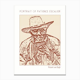 Line Art Minimalist – Portrait Of Patience Escalier Vincent Van Gogh – Classic Painting 1 Canvas Print