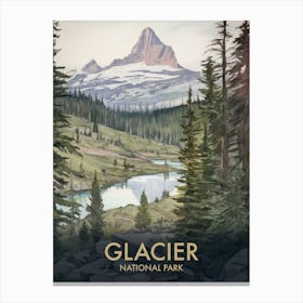 Glacier National Park Vintage Travel Poster 6 Canvas Print