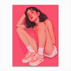 Girl With Sneakers Canvas Print