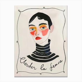 Chercher La Femme. Retro French Woman's Portrait Canvas Print