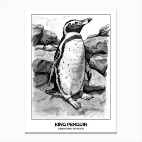 Penguin Sunbathing On Rocks Poster 6 Canvas Print