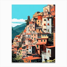 Cinque Terre, Italy, Flat Illustration 3 Canvas Print