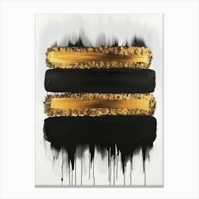 Gold And Black Stripes 2 Canvas Print