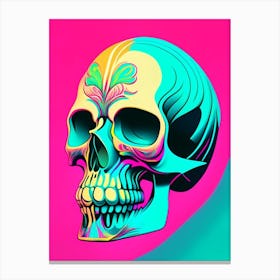 Skull With Tattoo Style Artwork 2 Pastel Pop Art Canvas Print