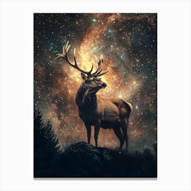 Stag In The Night Sky Canvas Print