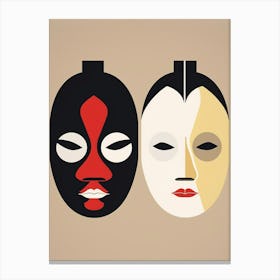 Noh Masks Japanese Style Illustration 10 Canvas Print