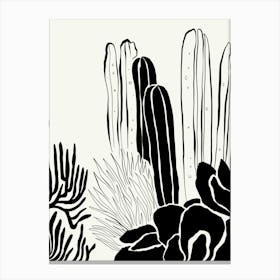 Desert Plants Black and White Landscape Canvas Print