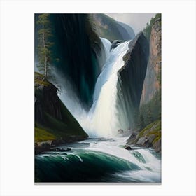 Mardalsfossen, Norway Peaceful Oil Art  (1) Canvas Print