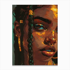 Black Girl With Gold Hoop Earrings Canvas Print