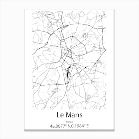 Le Mans,France Minimalist Map Canvas Print