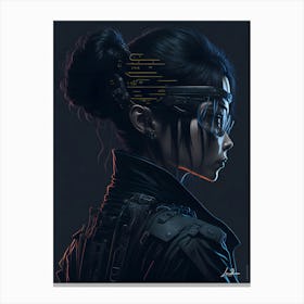 Dark cyberpunk woman profile Canvas Print