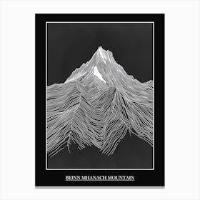 Beinn Mhanach Mountain Line Drawing 8 Poster Canvas Print
