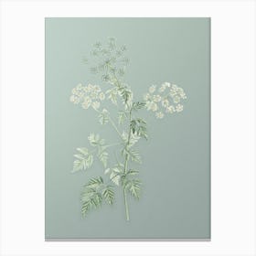 Vintage Hemlock Flowers Botanical Art on Mint Green n.0146 Canvas Print