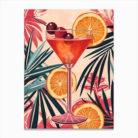 Art Deco Tropical Background Cocktail 2 Canvas Print