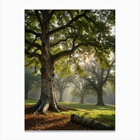 Large Oak Tree In A Park Canvas Print