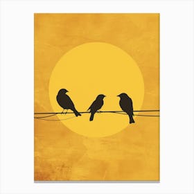 Silhouette Of Birds On A Wire 2 Canvas Print