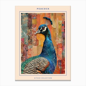 Kitsch Peacock Collage 2 Poster Canvas Print