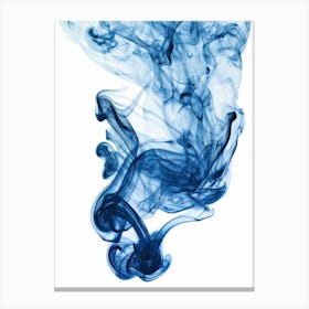 Blue Smoke On White Background Photo Canvas Print