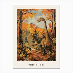 Dinosaur In An Autumnal Forest 2 Poster Canvas Print