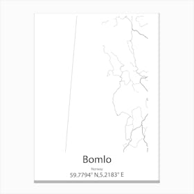 Bomlo,Norway Minimalist Map Canvas Print