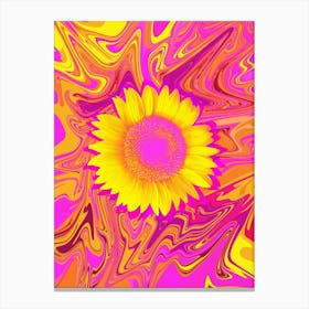 Trippy 1970s Sunflower Swirl Canvas Print