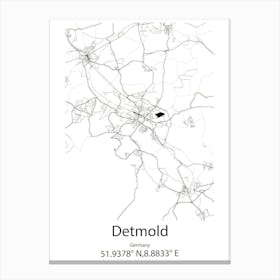 Detmold,Germany Minimalist Map Canvas Print