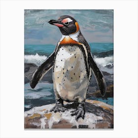 Galapagos Penguin Livingston Island Colour Block Painting 6 Canvas Print