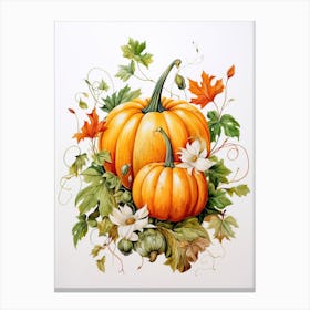 Fairytale Pumpkin Watercolour Illustration 2 Canvas Print
